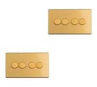 2 PACK 4 Gang Dimmer Switch 2 Way LED SCREWLESS SATIN BRASS Light Dimming Wall