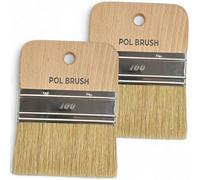 2 Pack - 4 inch Flat Paddle Paint Brushes - European Professional - Natural Bristle - for Acrylic, Chalk, Oil, Watercolor, Gouache, Stain, Varnish, Wax & etc. - for Art, Kids, Walls, Details & etc.