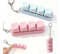 2 Pack 4-Key Heart-Shaped Keyboard Fidget Toy, Crisp Click Sound Fidget Keychain with Macaron Colors, Quiet Stress Relief Anxiety Toy for Office Desk & Focus at Work (Heart-Shaped, 4IN1)