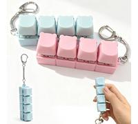 2 Pack 4-Key Heart-Shaped Keyboard Fidget Toy, Crisp Click Sound Fidget Keychain with Macaron Colors, Quiet Stress Relief Anxiety Toy for Office Desk & Focus at Work (Bear Head-Shaped, 4IN1)