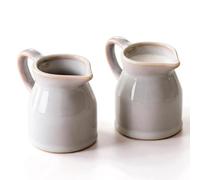 2 Pack 4 Oz Ceramic Small Creamer Pitcher with Handle | Small Milk Pitcher Creamer Container for Coffee Milk Sauces Salad, Microwave Freezer Dishwasher Safe