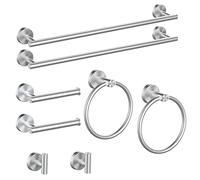 2 Pack 4 Piece Brushed Nickel Bathroom Hardware Set, 24inch Towel Bar+Towel Ring+Toilet Paper Holder+ Robe Towel Hook,Bathroom Accessories Set Brushed Nickel Wall Mounted SUS304 Stainless Steel