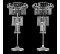 2 Pack, 4 Tier Silver Crystal Flower Stand - Elegant Wedding Centerpiece Display, 2 Pack, 32 Inches Height