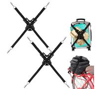 2 Pack 4-Way Flat Bungee Cord, 22-78'' Non-Slip Elastic Bungee Straps Ropes with Rubber Pad Grip Adjustable Motorcycle Bag Tack Straps with Hooks for Camping Truck ATV Off Road Cycling