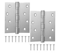 2-Pack 4"x4" Stainless Steel Ball Bearing Door Hinges - Heavy Duty Silver Butt with Square Corners & Screws for Cabinet Installation