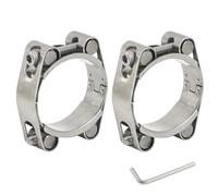 2 Pack 40-50mm T-Bolt Hose Clamps Heavy Duty Adjustable Tube Clamps 304 Stainless Steel Double Head Double Layer Pipe Clips