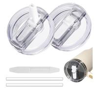 2 Pack 40 oz Tumbler Flip Straw Lid for Stanley Quencher ProTour Leak Proof Lid Replacement for Stanley H2.0 Quencher, Spill Proof Reusable for Stanley Cup Accessories(White & White, 40 oz)