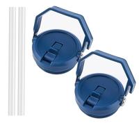 2 Pack 40 oz Tumbler Flip Straw Lid Replacement Fit for 40 oz Stanley Quencher, Leak Proof,Handle On Top,Reusable Tumbler Cover Compatible with 40oz Stanley Quencher (Navy Blue)