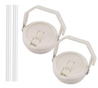 2 Pack 40 oz Tumbler Flip Straw Lid Replacement Fit for 40 oz Stanley Quencher, Leak Proof,Handle On Top,Reusable Tumbler Cover Compatible with 40oz Stanley Quencher (Cream White)