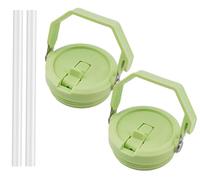 2 Pack 40 oz Tumbler Flip Straw Lid Replacement Fit for 40 oz Stanley Quencher, Leak Proof,Handle On Top,Reusable Tumbler Cover Compatible with 40oz Stanley Quencher (Light Green)