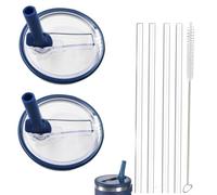 2 Pack 40 oz Tumbler Flip Straw Lid Replacement fit for Stanley Quencher, Spill Proof Splash Resistant Tumbler Lids, Reusable Tumbler Cover (Dark Blue, 40oz)