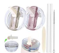 2 Pack 40 OZ Updated Version Lid Leakproof Detachable Compatible with Stanley Cup with Straw and Lid Reusable Straw Cover Fit for Stanley Accessories Flip Straw (Rose Quartz + Cream, 40 OZ)