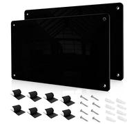 2 Pack 43.5 x 30 cm Black Metal Magnetic Board for Wall - Magnet Notice Board to Display Magnetic Letters Numbers Animal, Poetry, Spice Jars, Notes, Photos, Suitable for Cubicle, Cabinet