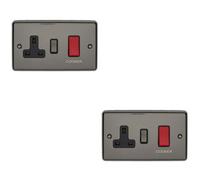 2 Pack 45A Dp Oven Switch & Neon Appliance Light Black Nickel & Black Trim