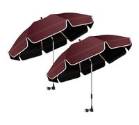 2-Pack 48.8" Chair Umbrella with Clamp, UPF50+ Sun Protection,360° Swivel Portable Clip-On Sun Shade for Beach Chair,Camping,Golf,Stroller,Wheelchair Hands-Free Shade,10-15% Extra Shade with Ruffle