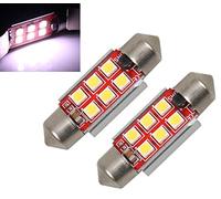 2 Pack 480 Lumen Xenon White 36 mm - 37 mm 12 V - 24 V DC Canbus Error Free Festoon Map Dome Light 3030 6 LED No Polarity Lights for Vehicle 3021 3022 3175 6428 6430 DE3175 DE3021 DE3022