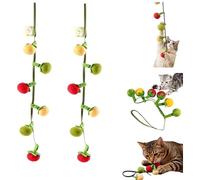 2 Pack 48cm Cat Toy String With 6 Tomato Shaped Plush Pieces Bell Sound Interactive Kitten Play Chew Toy