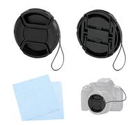 2 Pack 49mm Camera Lens Cap with Cleaning Cloth and Rope for Nikon Canon Sony DSLR Compatible with Sony FE 28mm f2 Lens, Canon EF-M 15-45mm f/3.5-6.3 is STM Lens & Other 49mm Thread Lenses