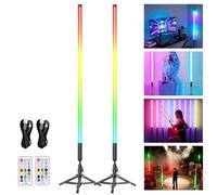 2 Pack 4ft Portable Battery Powered Tube Light 5000 mAh Handheld LED Tube Lights 120cm with Tripods, 500 Vivid Effects, for DJ Lighting, Dance, Photography, Light Painting, YouTube, Night Bar, Party