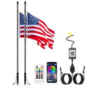 2 Pack 4FT Whip Lights, LED Whip Light with App & Remote Control, Spiral RGB Chasing Lighted Antenna Whips, Whip Light for UTV ATV RZR SXS Can-Am Dune Buggy Offroad Truck (4FT)