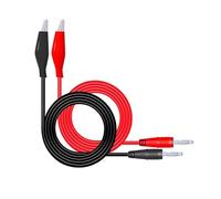 2-Pack 4mm Banana to Clip Leads, Pure Copper Flexible Wire Cables for Multimeter, 500V 5 3 ft Length for Lab and Automotive Diagnostics, Red and Black