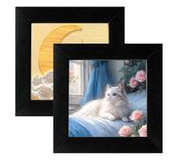 2 Pack 4x4 Inch Square Photo Frames Modern Small Picture Frames 10x10 cm Desk Photo Frame with Shatterproof Front for Family Portraits and Art Prints, Home Decor for Living Room and Bedroom