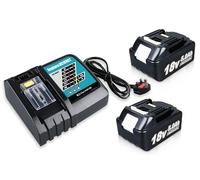 2 Pack 5.0Ah Replacement for makita 18V Batteries BL1850 BL1860 LXT-400 + DC18RC 3A Fast Charger for 14.4V 18V Li-ion Battery BL1815 BL1830 BL1850 BL1430