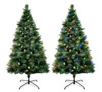 2 Pack 5 FT Artificial PE Fraser Fir Christmas Entrance Tree with 50 Multi Color Change Light 8 Mode Remote Control Realistic-Feel Xmas Tree Decor Battery Operated for Porch Front Door Home