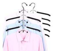 2 Pack 5 in 1 Metal Sweater Hangers Non Slip Stainless Steel Shirt Hangers Multi Layers Wardrobe Clothes Rack Heavy Duty Metal Space Saver Shirt Blouse Hanger Closet Storage Organizer