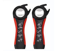 2 Pack 5-in-1 Multi Function Plastic Grip Bottle Opener- Easily Opens Twist Caps, Bottle Caps, Canning Lids and Can Tabs (Black)