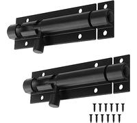 2 Pack 5 Inch Barrel Bolt Lock, Heavy Duty Slide Latch Lock, Security Sliding Latch Lock, Door Latch Lock Slide Bolt, Black