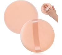 2 Pack 5 Inch Big Powder Spong Ultra Soft Washable Reusable Large Velour Loose Powder Puff Washable Round Sponge Puff for Face Body, Wet Dry Makeup Tool