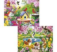 2 Pack 500 Piece Puzzle for Adults, Birds Dogs Jigsaw Puzzle for Adults Teens,Large Piece Puzzle for Kids Ages 8-10 10-12,Glossy & Sturdy Pieces,Challenging Family Game Great Gift Idea,20.5x15 in