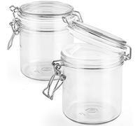 2 Pack 500ml/17oz Plastic Storage Jars Clear Wide Mouth Canning Jar Empty Sealed Bottle Container with Airtight Lid for Food Storage Liquid Powder Herbs Coffee Sugar Nuts Cosmetic