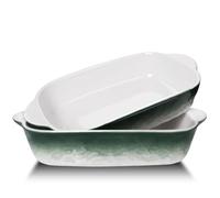 2 Pack 500ml Ceramic Baking Dishes with Handles, Casserole Dishes, Lasagne Dishes For Oven,Individual Size Deep Pasta Bowls for Lasagna, Stew, Gratin, Pie, Oven to Table Safe Cookware