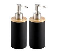 2 Pack 500ML Ceramic Soap Dispenser with Metal Pump, Shower Gel Dispenser, Liquid Dispenser, Dishwashing Liquid Dispenser for Kitchen and Bathroom (Black)