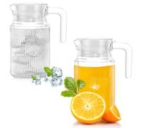 2 Pack 500ml Glass Water Jug with Lid - Transparent Pitcher with Spout & Handle for Fridge Door, Ideal for Hot/Cold Water Ice Tea Coffee Milk & Juice Beverage
