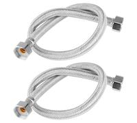 2 Pack 500mm Flexible Pipes,Double Ended High Pressure Nylon Braided Hose for Bathroom Kitchen Toilet Taps British Standard Pipe 1/2" x 1/2" BSP Fitting
