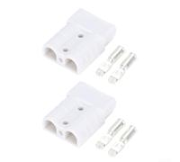 2 Pack 50AMP Forklift Battery Cable Terminal Connectors Featuring Copper Silver Contacts, Industrial Enclosure and Keyed Mechanism to Avoid Incorrect Connection, UL94 V0 Rated (white)
