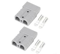 2 Pack 50AMP Forklift Battery Cable Terminal Connectors Featuring Copper Silver Contacts, Industrial Enclosure and Keyed Mechanism to Avoid Incorrect Connection, UL94 V0 Rated (Gray)