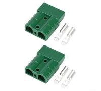 2 Pack 50AMP Forklift Battery Cable Terminal Connectors Featuring Copper Silver Contacts, Industrial Enclosure and Keyed Mechanism to Avoid Incorrect Connection, UL94 V0 Rated (green)