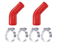 2 Pack 51mm to 38mm 45 Degree Reducer Elbow + 4 Worm Drive Clips Red | ABS, made in the UK | Zinc plated steel clamps included | Ribbed grip on both ends | -20°C to +105°C | 2mm wall