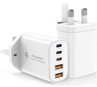 [2-Pack]52W USB C Charger Plug Fast Charge,5-Port USB iPhone 17 16 15 Charger Plug UK,USB-C Power Adapter Multi Wall Charger Type C Fast Charging Plug Hub for iPhone 17/17E/16 /16E/15/14/13/12,Samsung