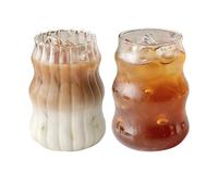2 Pack 530ml Iced Coffee Cup Clear Drinking Glasses Ripple Glass Cups