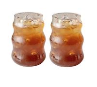 2 Pack 530ml Iced Coffee Cup Clear Drinking Glasses Ripple Glass Cups