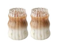 2 Pack 530ml Iced Coffee Cup Clear Drinking Glasses Ripple Glass Cups | Ribbed Shape, Matcha Glass, Ice Coffee Glass, Smoothie Cup, Water Glass, for Whiskey Cocktail Milk Juice Tea