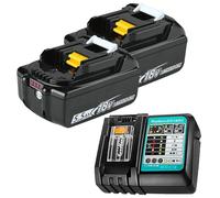 2 Pack 5500mAh li-ion battery,18V Battery Replacement for Makita Battery BL1850 BL1860 BL1840 BL1860B BL1850B BL1840B Batteries,2 x 5.5AH Batteries & 3A Charger, with LED Indicator