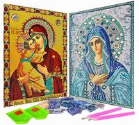 2-Pack 5D Diamond Painting Kits Virgin Mary Full Drill Crystal Rhinestones Resin Diamond Painting Mother Mary Diamond Pictures for Wall Decoration, Canvas Size 12" x 16", Pattern #10