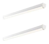 Loops 2 PACK 5ft Emergency Batten Light - 41W Cool White LED - Gloss White & Opal Loops White