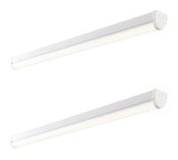 2 PACK 5ft Emergency Batten Light - 41W Cool White LED - Gloss White & Opal